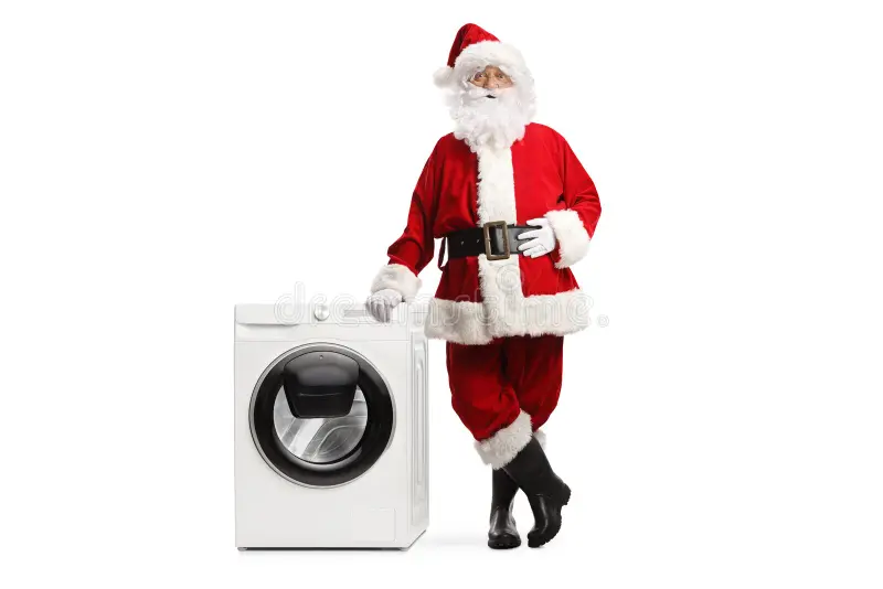 Santa Claus Leaning Washing Machine Isolated White Background 234288748